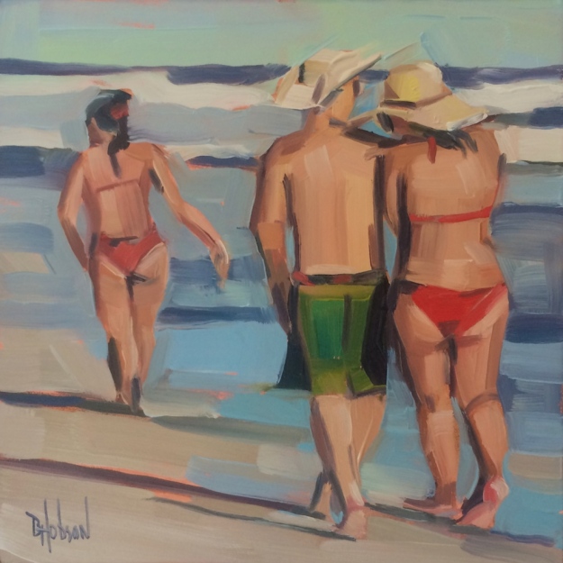 Beach Bums 6 x 6 inch Original Oil Painting